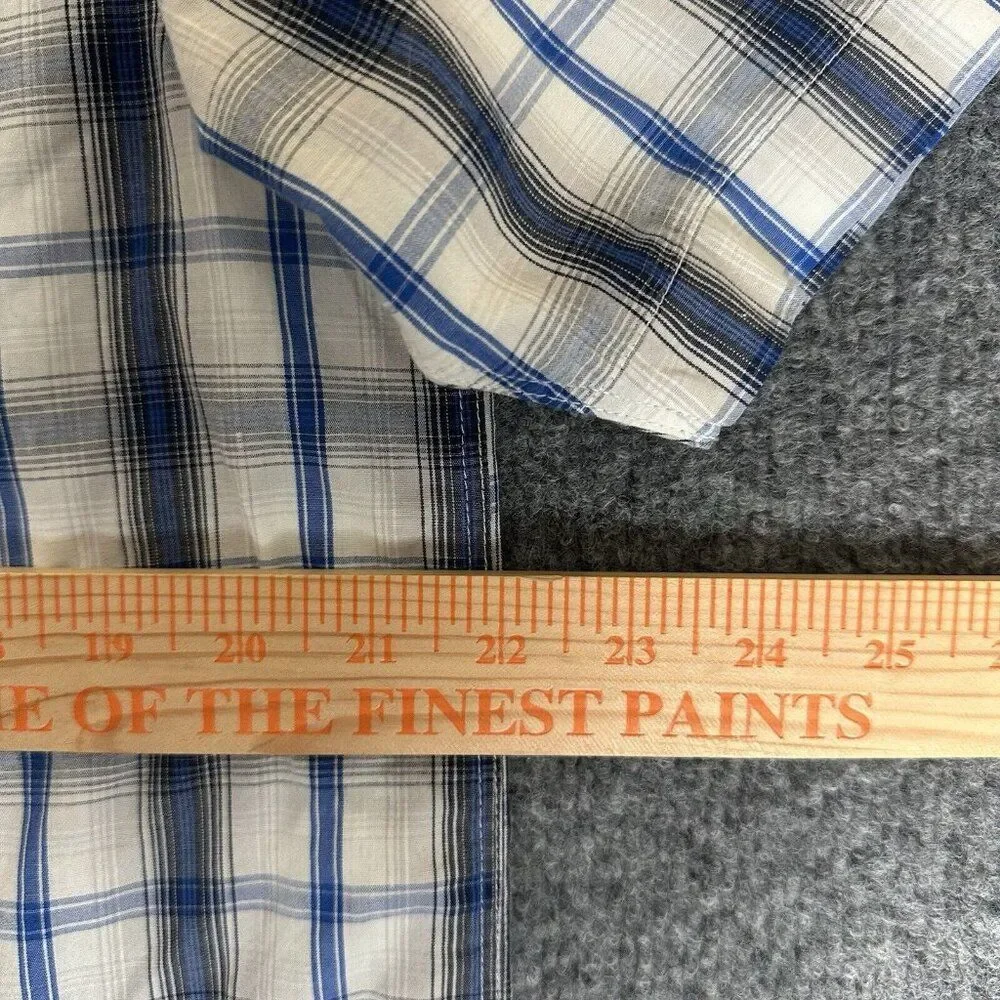 The North Face Shirt‎ Mens Medium Blue Plaid Short Sleeve Button Up Pocket Adult